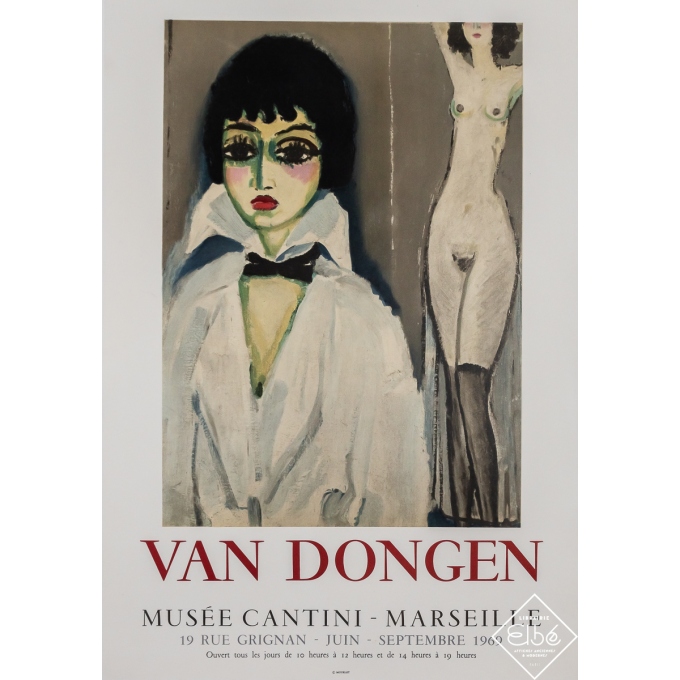 Affiche ancienne d'exposition - Van Dongen Musée Cantini - Marseille - d'après Van Dongen - 1969 - 70 par 48.5 cm