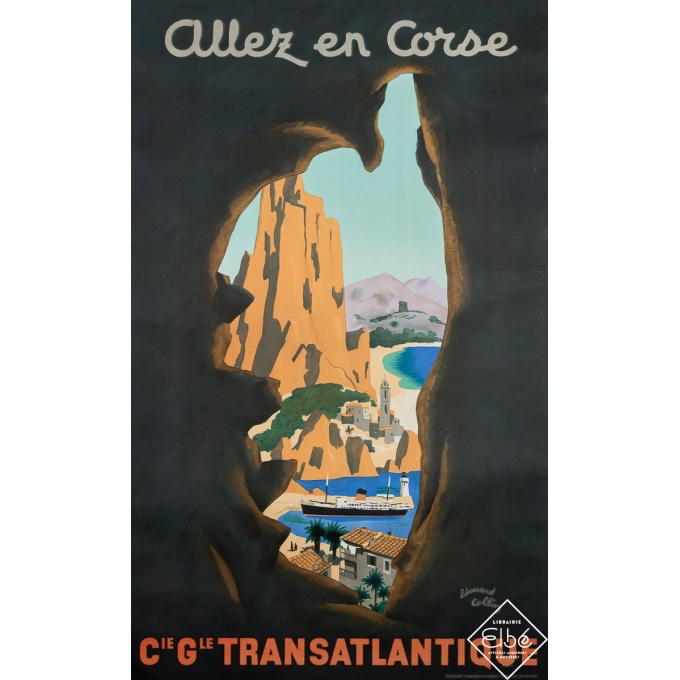 Vintage travel poster - Allez en Corse - Edouard Collin - Circa 1955 - 39 by 24 inches Vintage travel poster - Allez en Corse - Edouard Collin - Circa 1955 - 39 by 24 inches