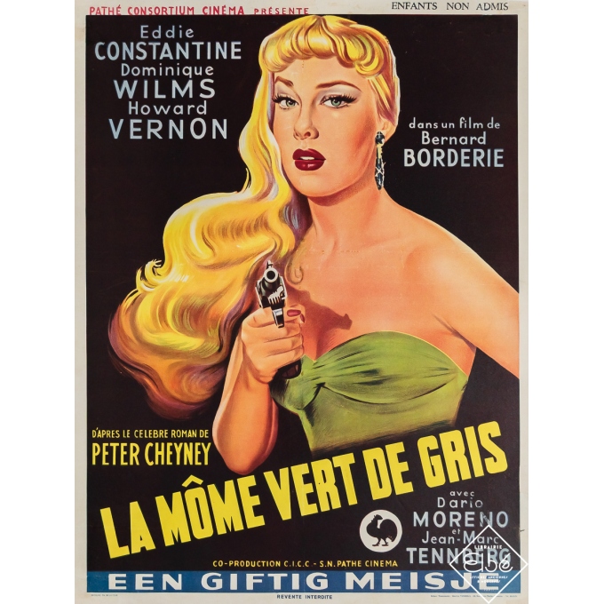 Vintage movie poster - La Môme Vert de Gris - Circa 1960 - 18.9 by 14.2 inches
