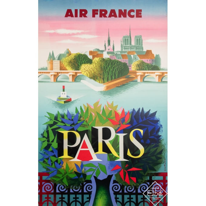 Vintage travel poster - Air France Paris - Nathan - 1957 - 39.4 by 24.8 inches Vintage travel poster - Air France Paris - Nathan - 1957 - 39.4 by 24.8 inches