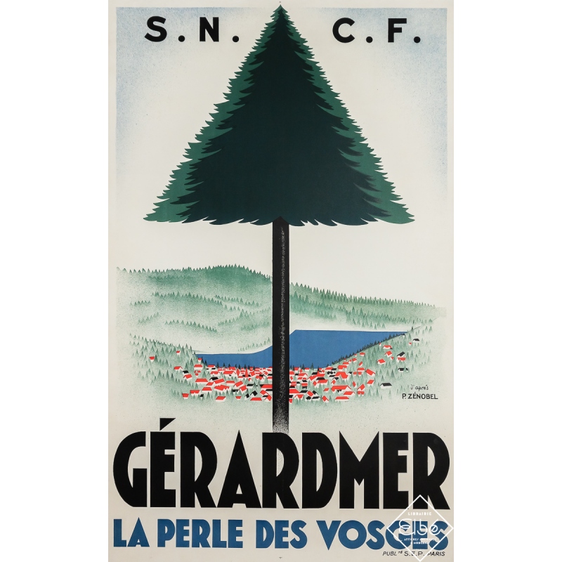 Affiche ancienne de voyage - Gérardmer - La Perle des Vosges - SNCF - P. Zénobel - Circa 1950 - 100 par 62 cm