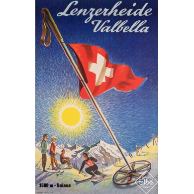 Vintage travel poster - Lenzerheide Valbella - Gygat - Circa 1950 - 39.4 by 24.8 inches