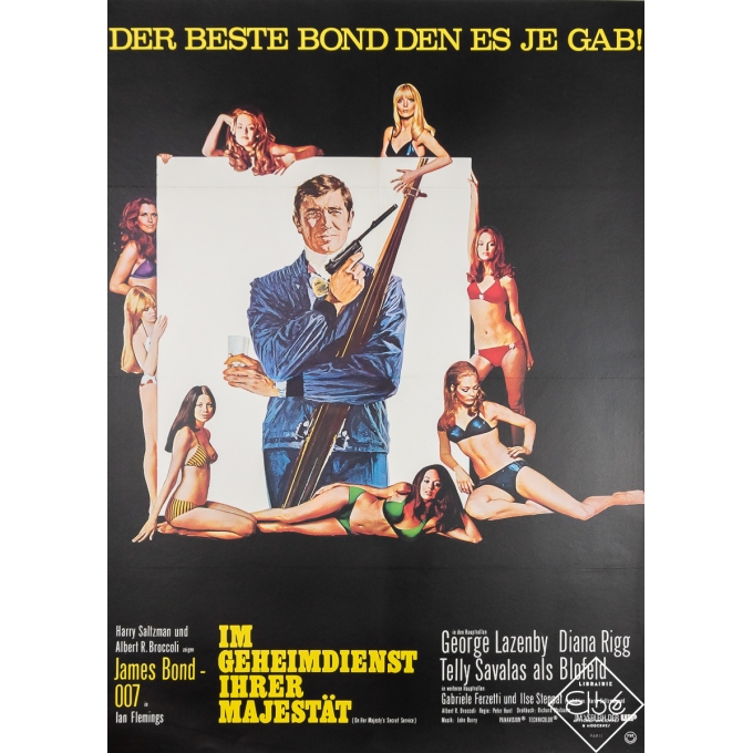 Vintage movie poster - Im Geheimdienst Ihrer Majestät - James Bond - 1969 - 32.9 by 23.6 inches