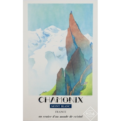 Affiche ancienne de voyage - Chamonix - Mont Blanc - Au centre d'un monde de cristal - Samivel - 1972 - 99 par 62.5 cm