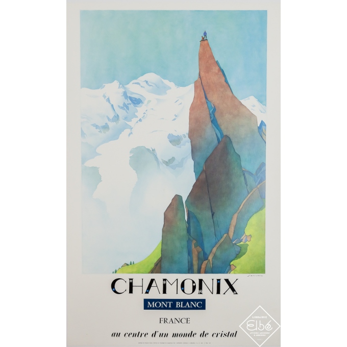 Vintage travel poster - Chamonix - Mont Blanc - Au centre d'un monde de cristal - Samivel - 1972 - 39 by 24.6 inches