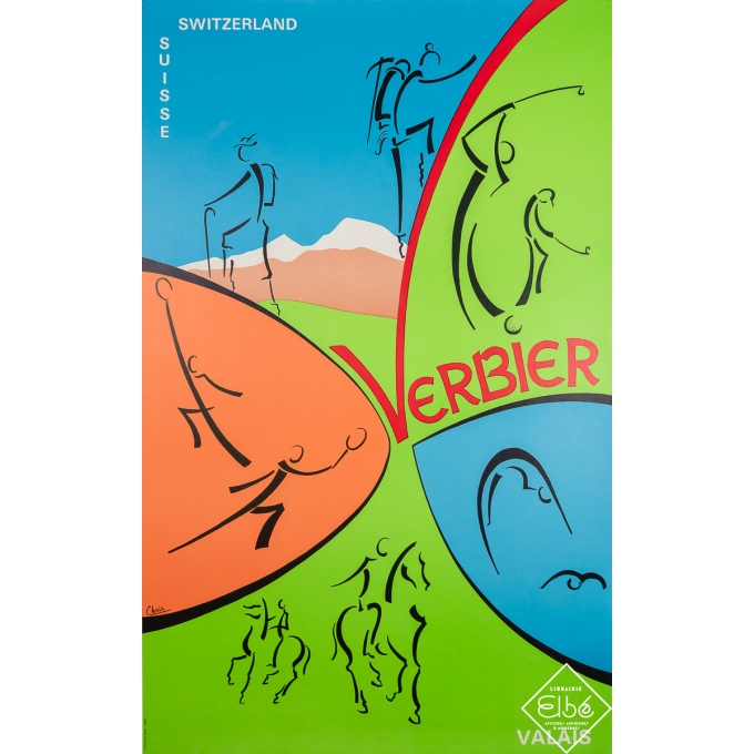 Vintage travel poster - Verbier - Valais - Suisse - Chris - Circa 1960 - 40.2 by 25 inches