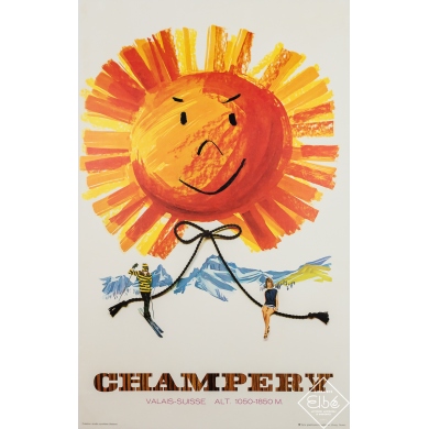 Vintage travel poster - Champery - Valais - Suisse - Studio Bettens - Circa 1960 - 40.2 by 25.4 inches