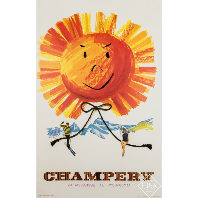 Vintage travel poster - Champery - Valais - Suisse - Studio Bettens - Circa 1960 - 40.2 by 25.4 inches