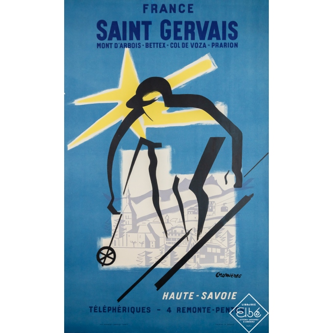 Vintage travel poster - France Saint Gervais - Gromières - Circa 1950 - 39 by 24.2 inches