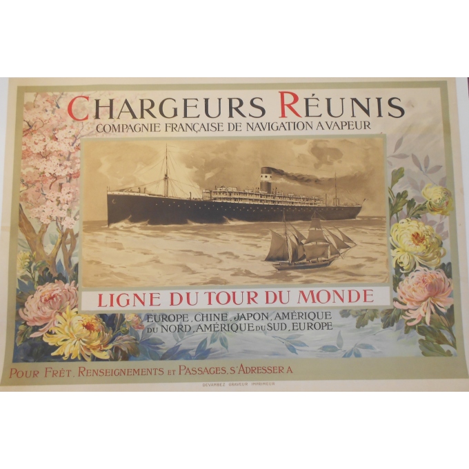 Chargeurs réunis - Ligne du Tour du Monde - Affiche originale