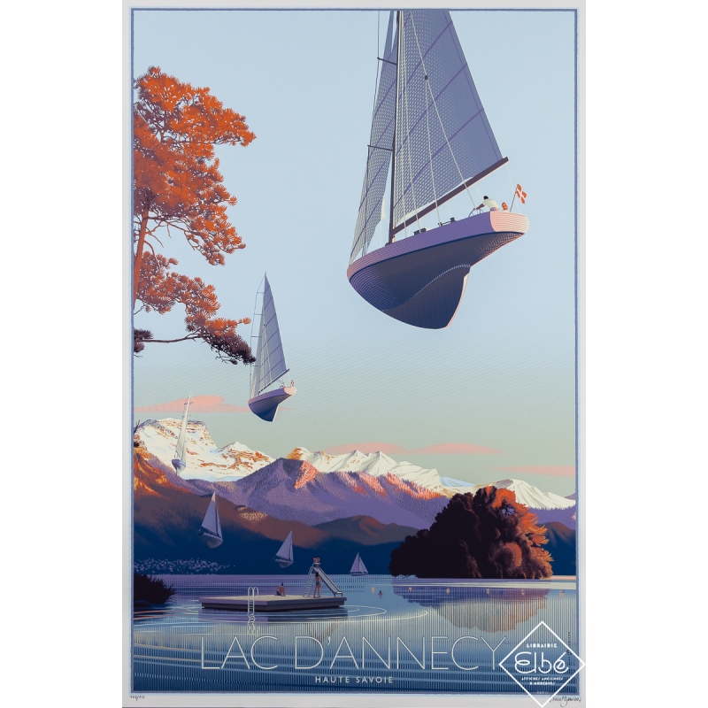 Original silkscreen - Lac d'Annecy 148-150 signée à la main - Laurent Durieux - 2020 - 36.2 by 24 inches