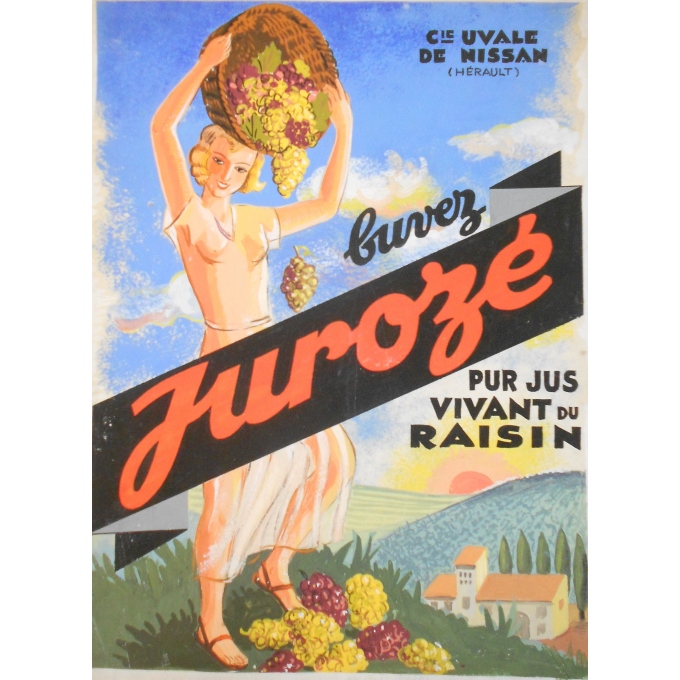 Buvez Jurozé - Pur jus vivant de raisin - Maquette d'affiche