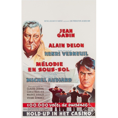 Vintage movie poster - Mélodie en sous-sol - affiche belge - d'après Roger Soubie - 1963 - 22 by 14.6 inches