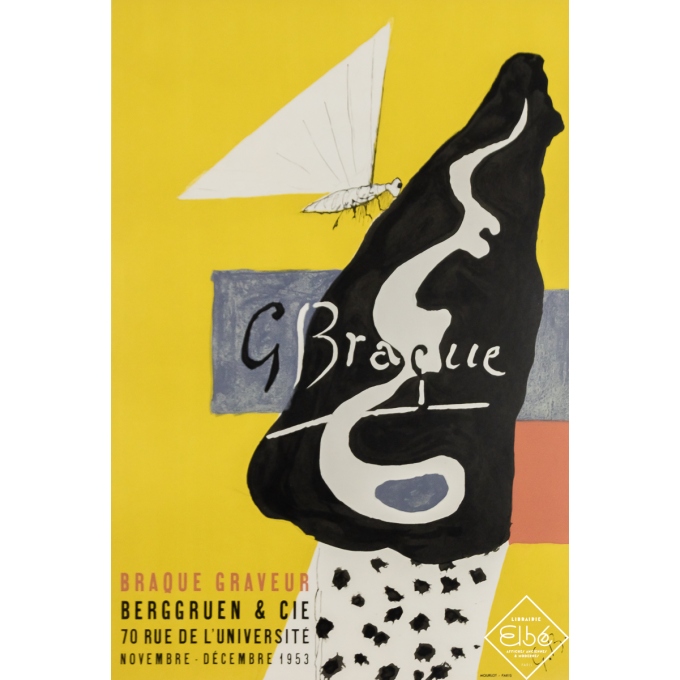 Affiche ancienne d'exposition - George Braque - Braque graveur - 1953 - 61 par 41 cm