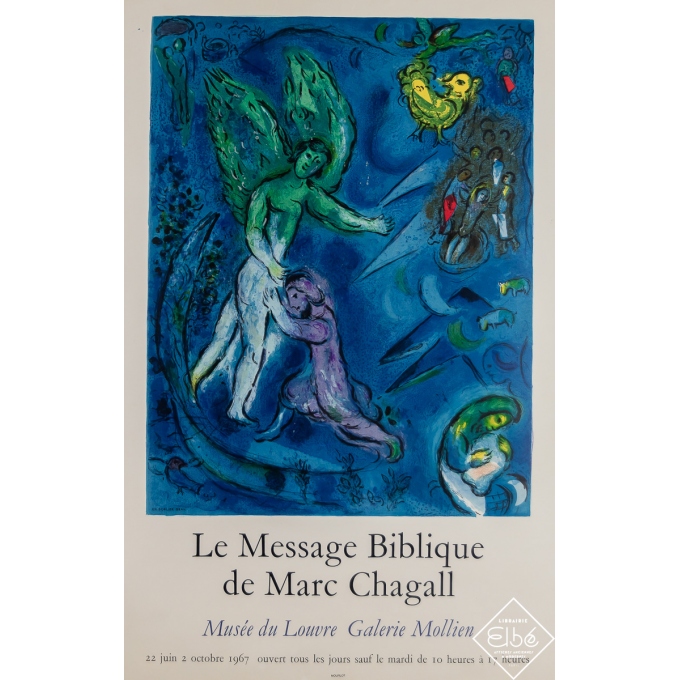 Affiche ancienne d'exposition - Marc Chagall Le message biblique - Marc Chagall - 1967 - 73 par 48 cm