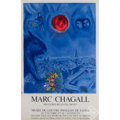 Vintage exhibition poster - Marc Chagall Peintures récentes 1967-1977 - Marc Chagall - 1977 - 30.1 by 19.7 inches