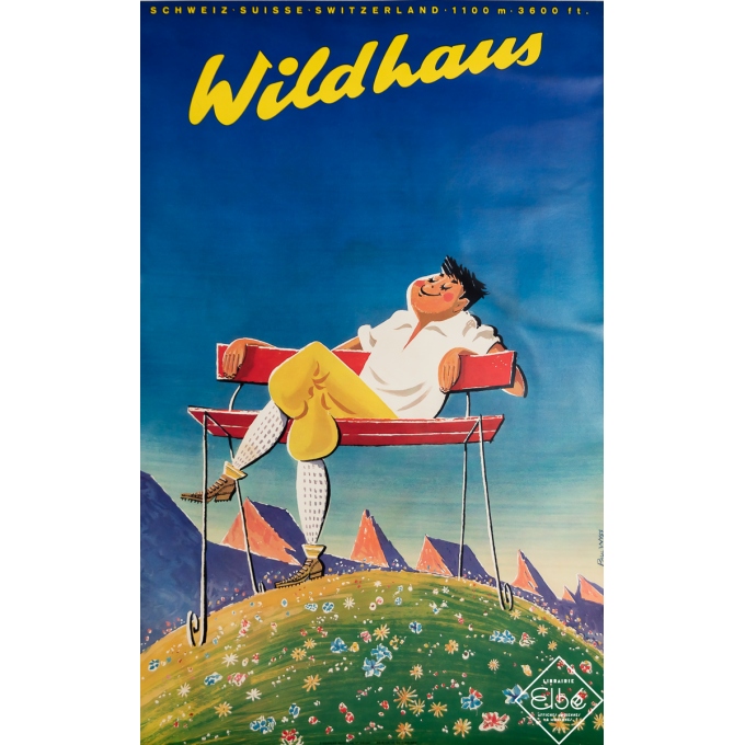 Affiche ancienne de voyage - Wildhaus Suisse - Paul Wyss - Circa 1960 - 102 par 64 cm