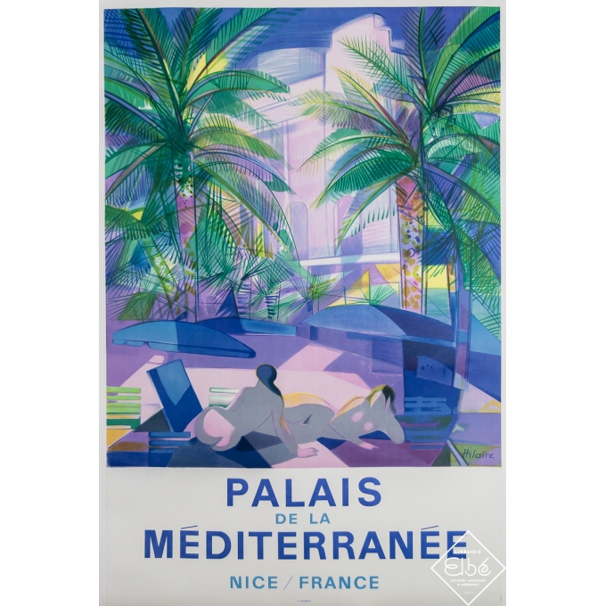 Original vintage poster - Palais de la Méditerranée Nice - Hilaire - Circa 1950 - 39 by 25.6 inches