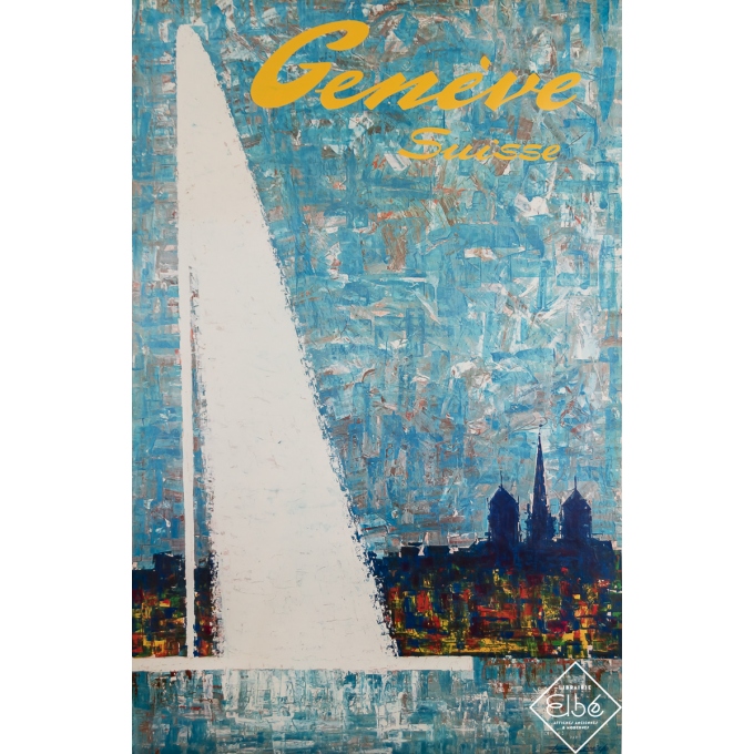 Affiche ancienne de voyage - Genève Suisse - Fernando Correta - 1968 - 100 par 65 cm