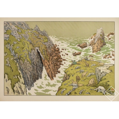 Affiche ancienne de voyage - Côtes d'Armor - Henri Rivière - Circa 1920 - 64.5 par 90 cm