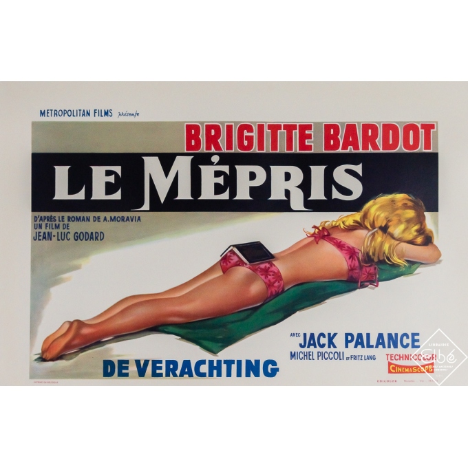 Affiche ancienne de film - Le Mépris édition belge - 1963 - 36 par 54.5 cm