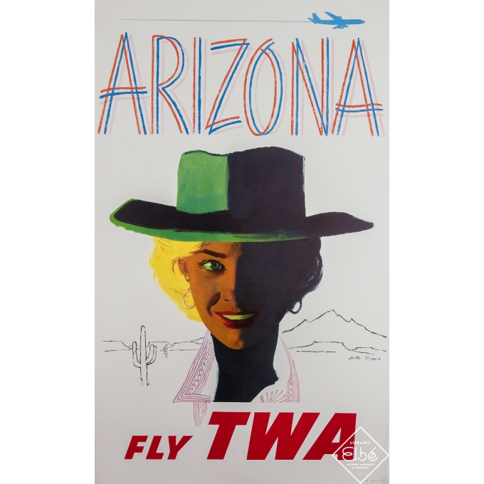 Affiche ancienne de voyage - Arizona Fly TWA - Austin B. - Circa 1965 - 103 par 63 cm