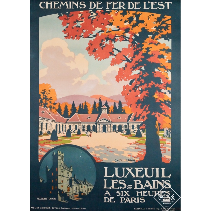 Affiche ancienne de voyage - Luxeuil les Bains Chemins de fer de l'Est - Constant Duval - Circa 1910 - 105.5 par 75 cm