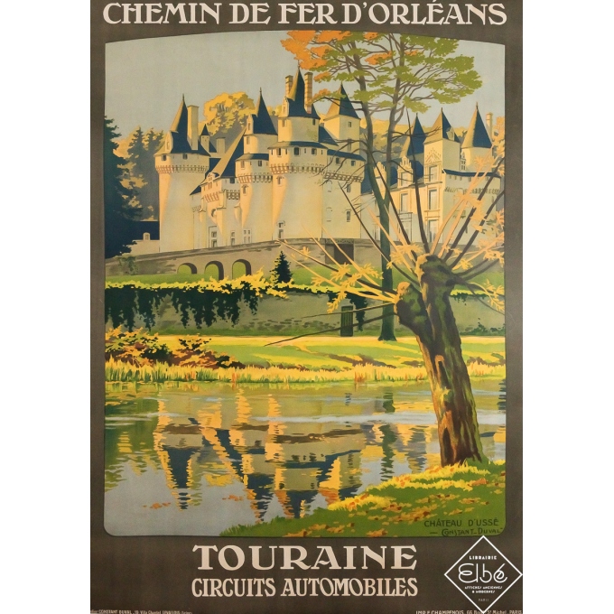 Affiche ancienne de voyage - Chemin de fer d'Orléans Touraine Château d'Ussé - Constant Duval - Circa 1920 - 102 par 73 cm