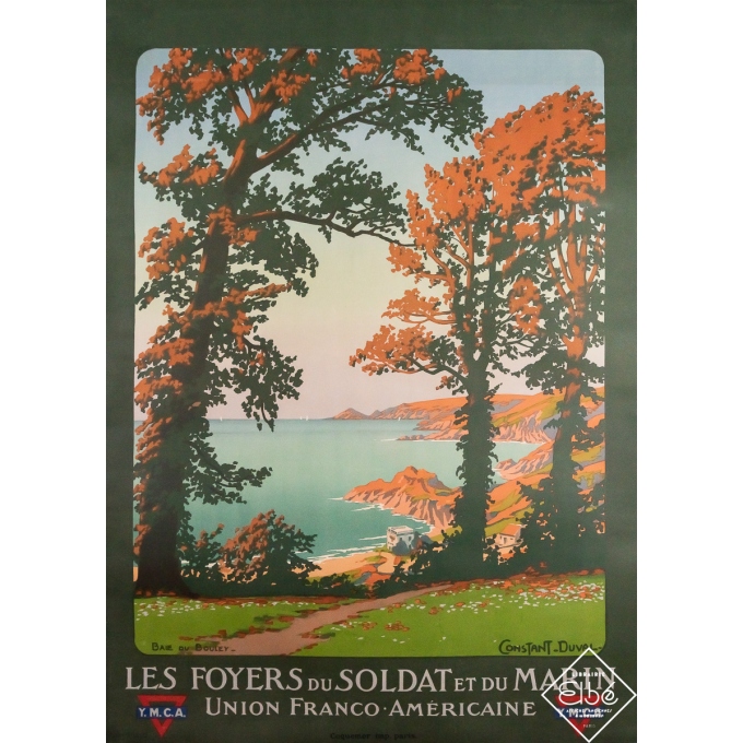 Affiche ancienne de voyage -  Union franco américaine YMCA Baie du Bouley - Constant Duval - Circa 1920 - 105 par 75 cm