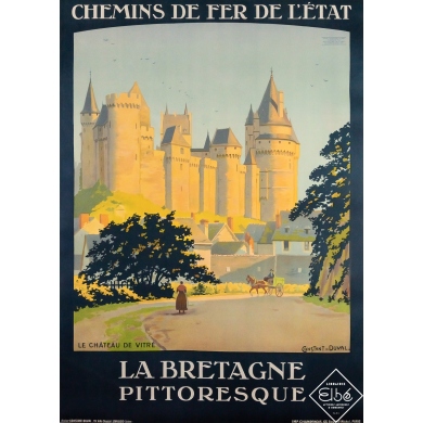 Affiche ancienne de voyage - Chemins de fer de l'Etat Château de Vitré - Constant Duval - Circa 1920 - 105 par 75 cm