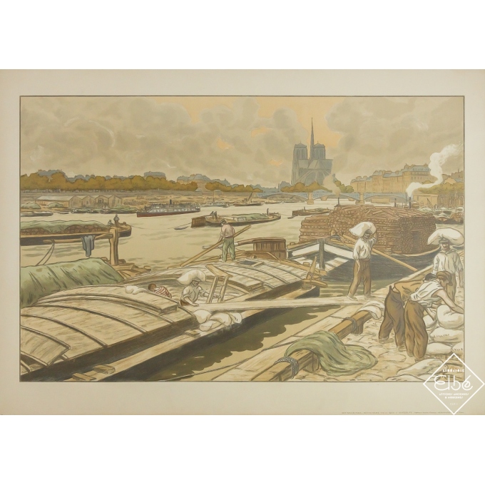 Affiche ancienne de voyage - Notre Dame vue du quai d'Austerlitz - Henri Rivière - Circa 1920 - 64.5 par 90 cm