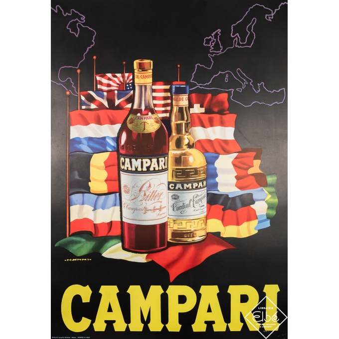 Vintage advertisement poster - Campari  - Nanni - Circa 1950 - 50.4 by 35.4 inches