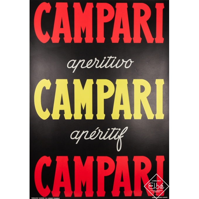 Affiche ancienne de publicité - Campari aperitivo - Circa 1950 - 128 par 91.5 cm