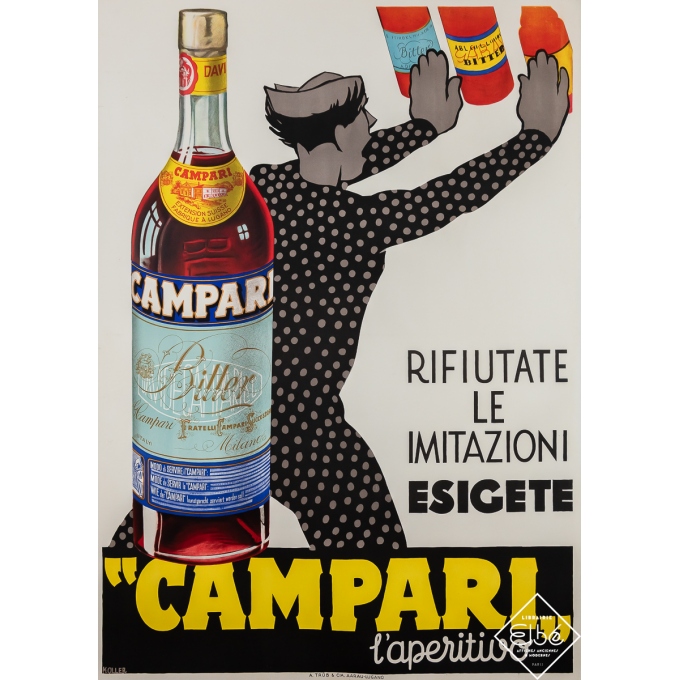 Vintage advertisement poster - Campari - Rifuitate le Imitazioni - Koller - Circa 1950 - 50.2 by 36.2 inches