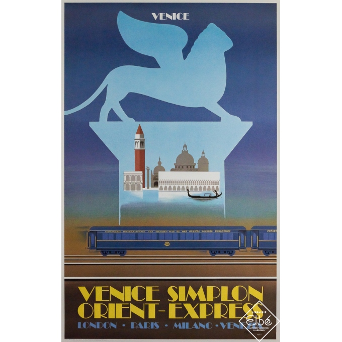 Vintage travel poster - Simplon Orient Express Venise - Fix Masseau - 1981 - 38.2 by 24.4 inches