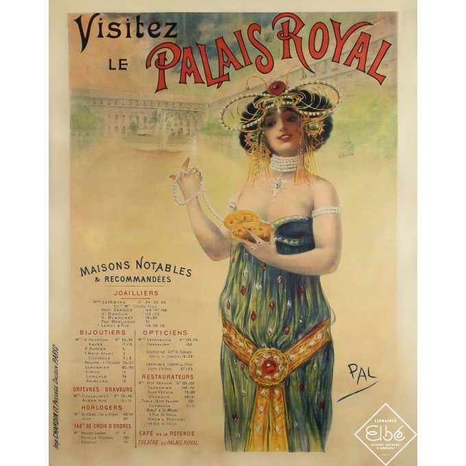 Affiche ancienne de publicité - Visitez le Palais Royal Exposition Universelle de 1900 - PAL - 1900 - 140 par 111 cm