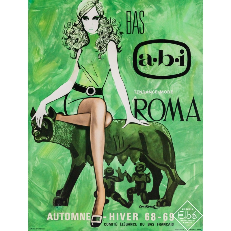 Affiche ancienne de publicité - ABI Roma - Couronne - 1968 - 40 par 30 cm
