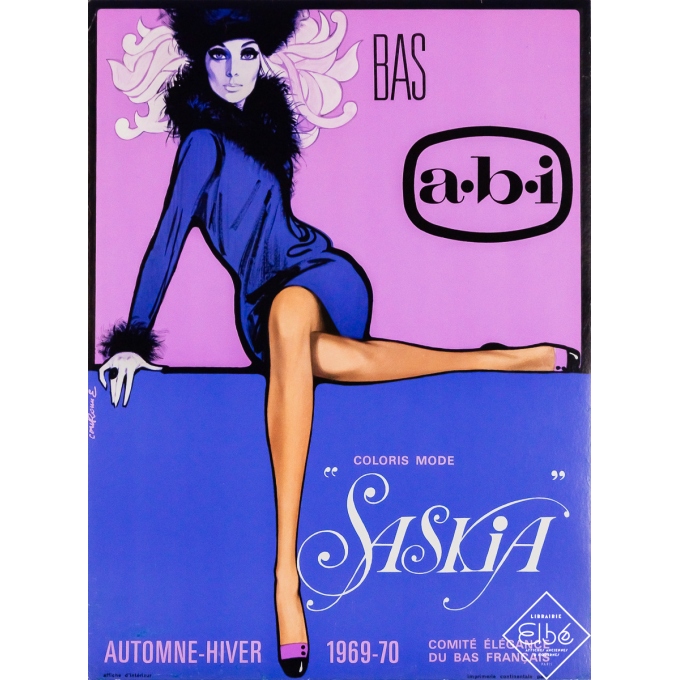 Affiche ancienne de publicité - ABI Saskia - Couronne - 1969 - 40 par 30 cm