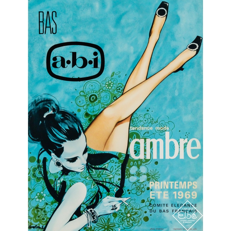 Affiche ancienne de publicité - ABI Ambre - Couronne - 1969 - 40 par 30 cm