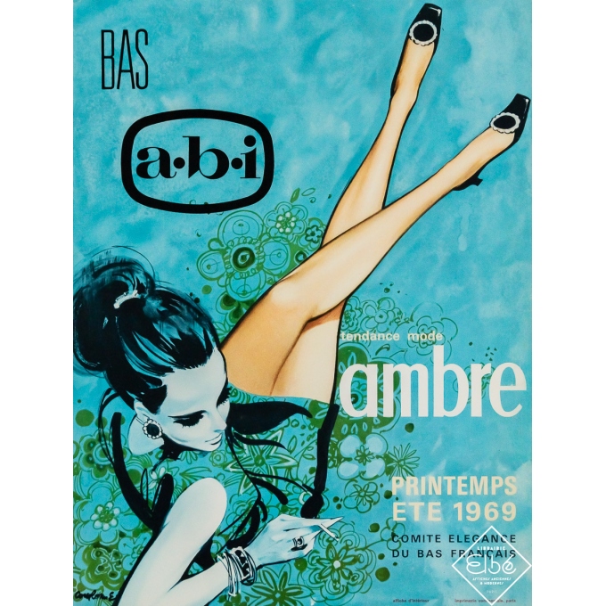 Affiche ancienne de publicité - ABI Ambre - Couronne - 1969 - 40 par 30 cm