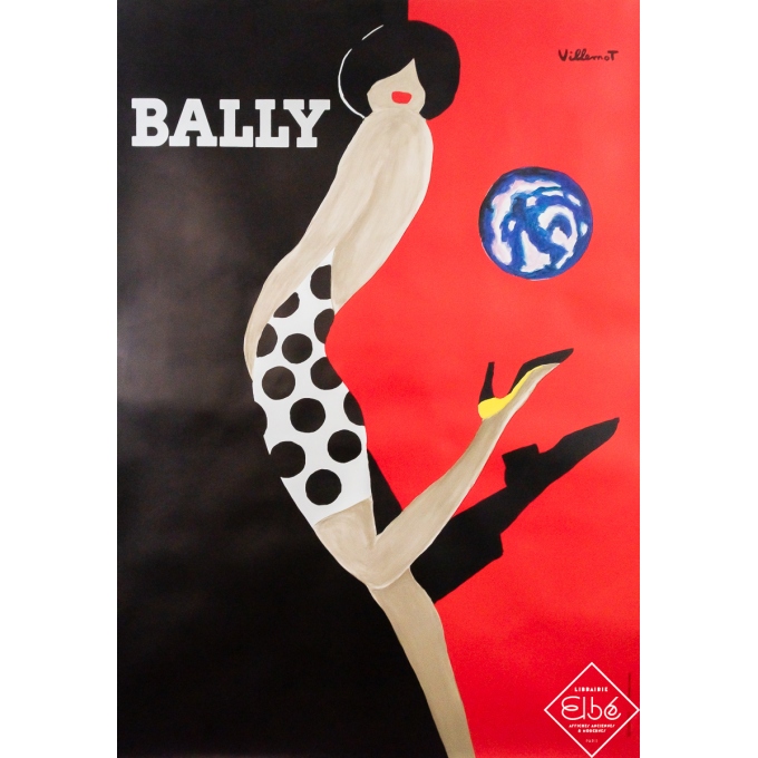 Affiche ancienne de publicité - Bally Ballon - Villemot - 1989 - 167 par 116 cm