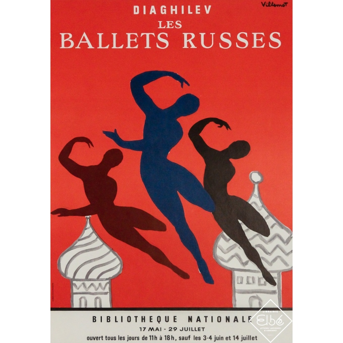 Affiche ancienne originale - Diaghilev - Les Ballets russes - Villemot - 1979 - 56 par 40 cm