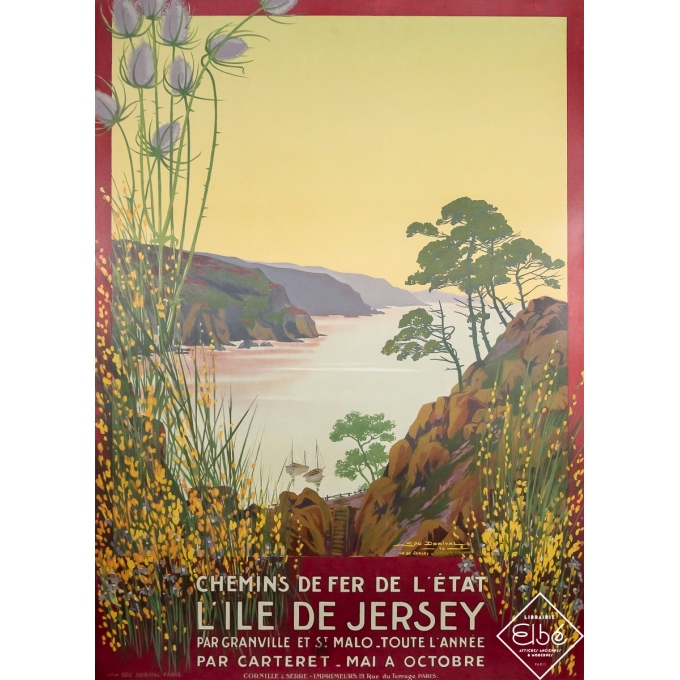 Affiche ancienne de voyage - Ile de Jersey - Geo Dorival - 1914 - 105 par 75.5 cm