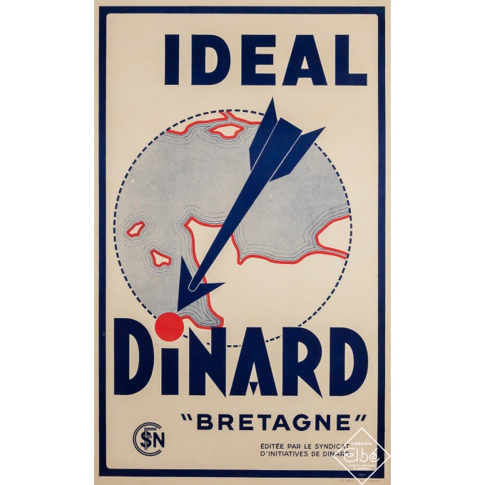 Affiche ancienne de voyage - Idéal Dinard - 1930 - 100 par 61 cm