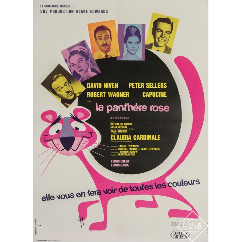 Affiche ancienne de film - La panthère rose - Clément Hurel - 1963 - 79 par 58.5 cm