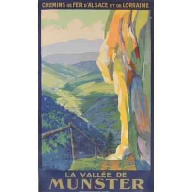 La vallée de Munster - Eastern French railways - Original French poster of regionalism signed by Henry de Renaucourt