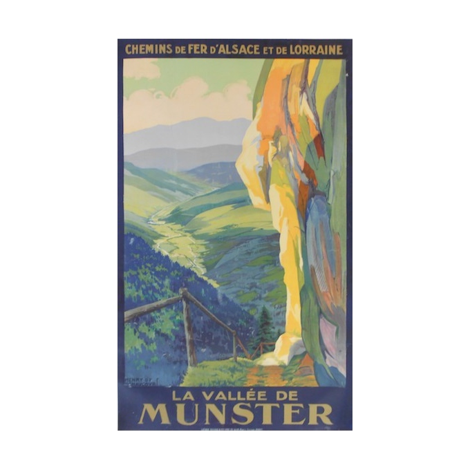 La vallée de Munster - Eastern French railways - Original French poster of regionalism signed by Henry de Renaucourt