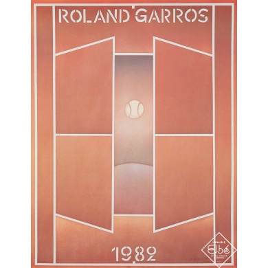 Affiche ancienne de publicité - Roland Garros 1982 - Folon - 1982 - 75 par 57.5 cm