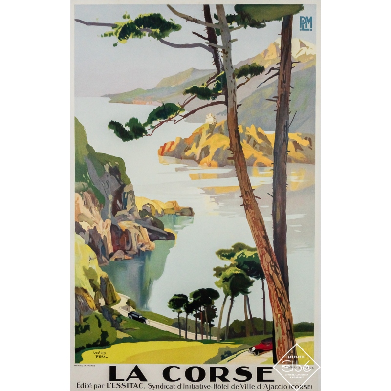 Affiche ancienne de voyage - La Corse - PLM - Lucien Peri - Circa 1930 - 100 par 63 cm