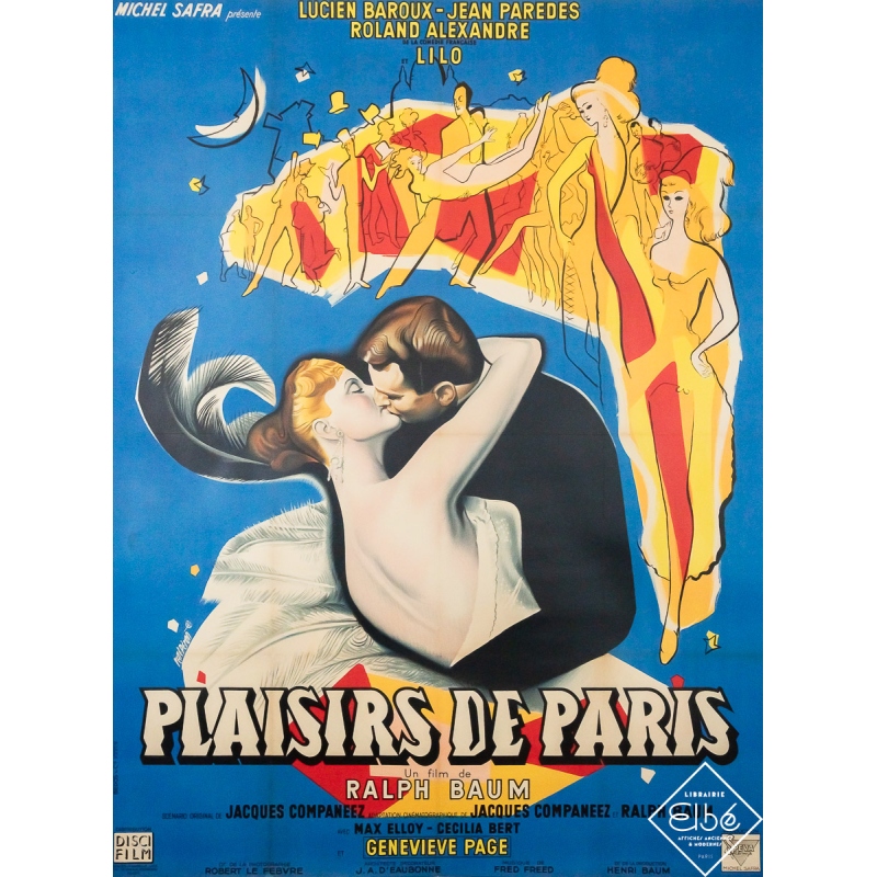 Affiche ancienne de film - Plaisirs de Paris - René Péron - 1952 - 154 par 115 cm